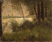 Georges Seurat Grassy Riverbank oil painting